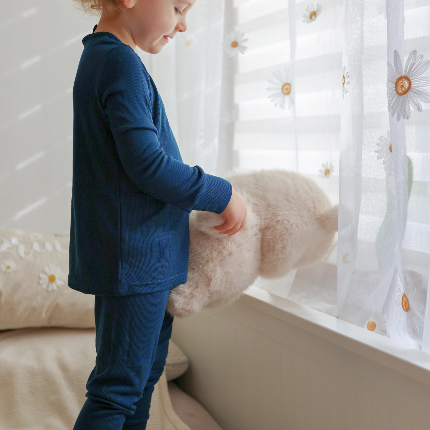 Children's PJ Set Ribbed Midnight