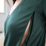 Maglietta per l'allattamento al seno con scollo a V verde bosco