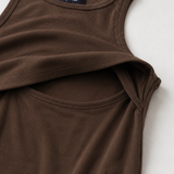 Breastfeeding Ribbed Camiseta de tirantes Chocolate