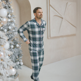 Grønt skotskternet pyjamas-sæt til mænd