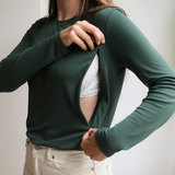 Amme-T-shirt med lange ærmer Skovgrøn