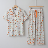 Damen Miffy „Checkered Bloom“-Pyjama-Set aus Bambus, Vorderansicht